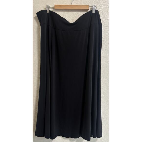 Lane Bryant Women's Midi Skirt Plus Size 22/24 Black Elastic Waist Pull On - Picture 1 of 6
